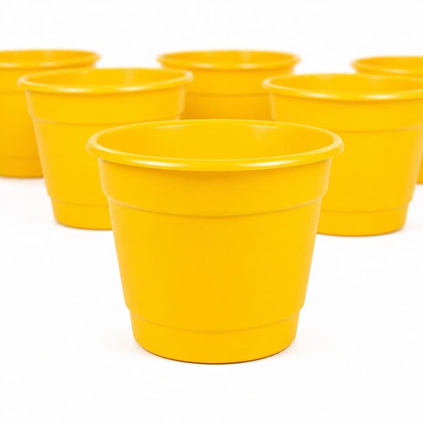 Macetero Redondo Liso Amarillo