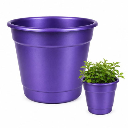 Macetero Redondo Liso Morado Metalizado