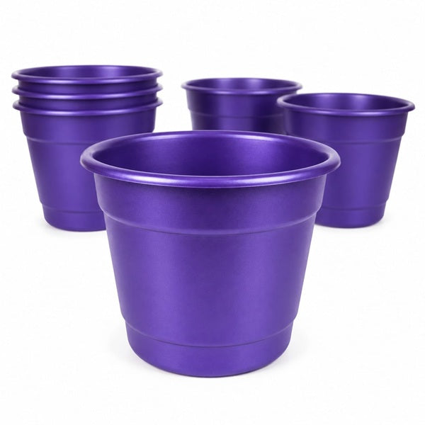 Macetero Redondo Liso Morado Metalizado