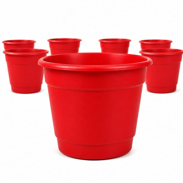 Macetero Redondo Liso Rojo