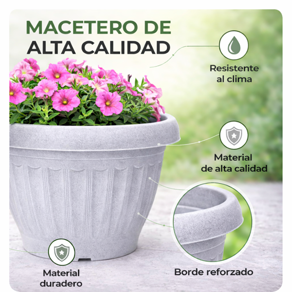 Macetero Redondo Acanalado 23 cm