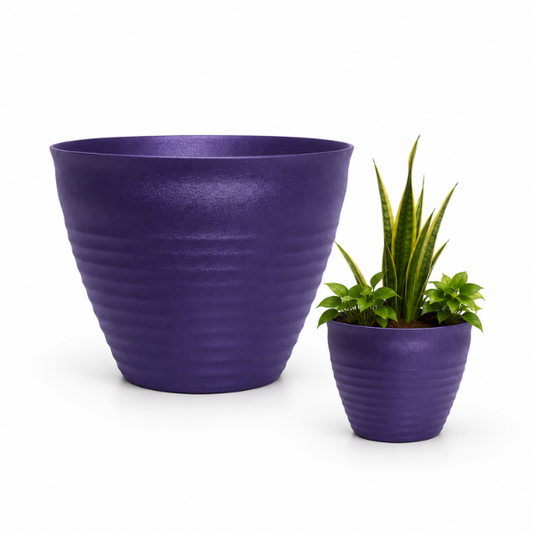 Macetero Redondo Griego Morado Metalizado