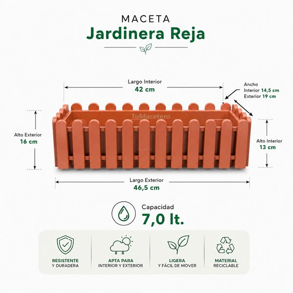 Jardinera Reja Verde Oscuro