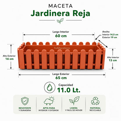 Jardinera Reja Verde Oscuro