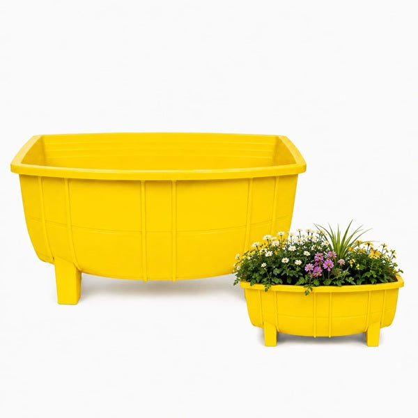 Macetero Medio Barril Amarillo