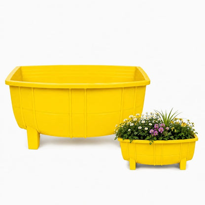 Macetero Medio Barril Amarillo