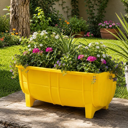 Macetero Medio Barril Amarillo