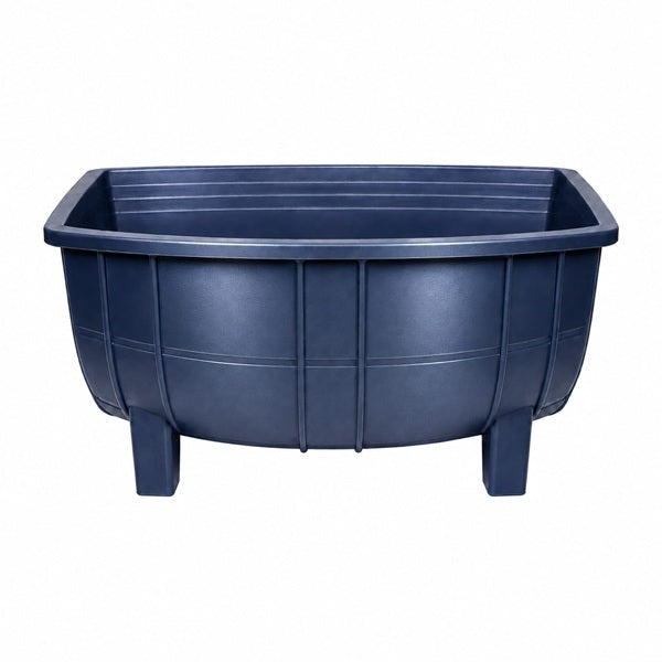 Macetero Medio Barril Azul Metalizado