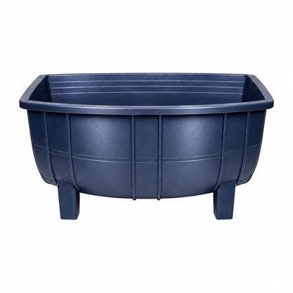 Macetero Medio Barril Azul Metalizado