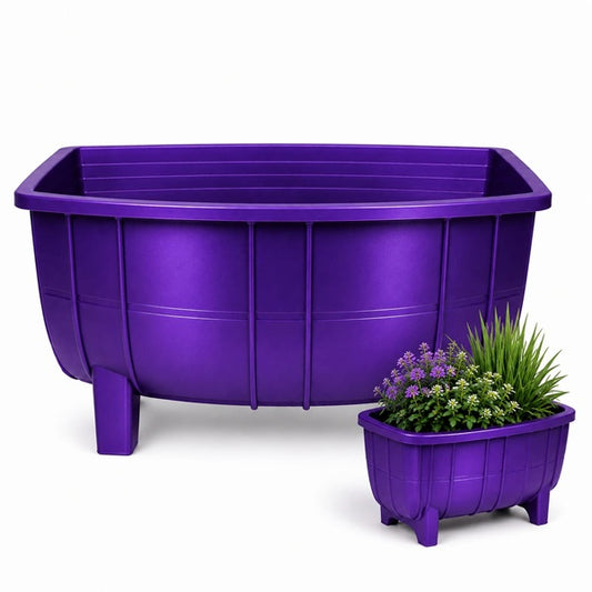 Macetero Medio Barril Morado Metalizado