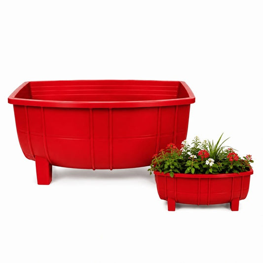 Macetero Medio Barril Rojo