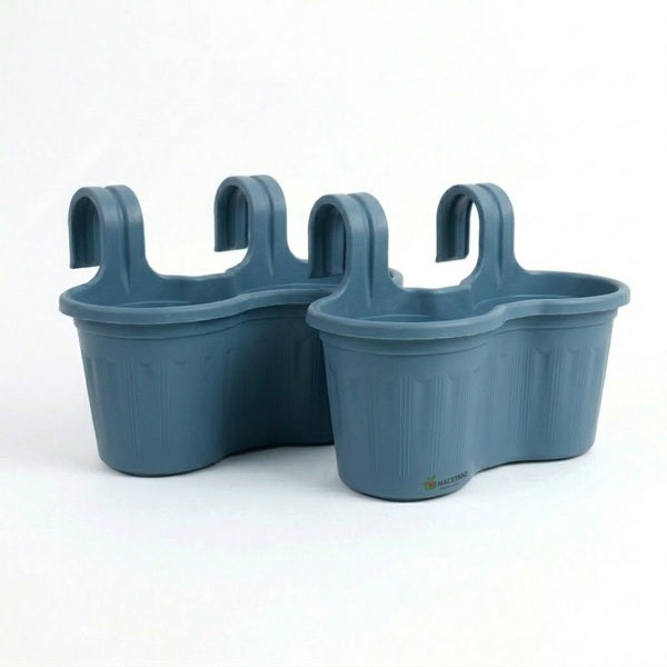 Jardinera Balcón Doble Curva Azul Grey