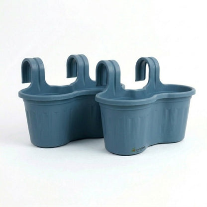Jardinera Balcón Doble Curva Azul Grey