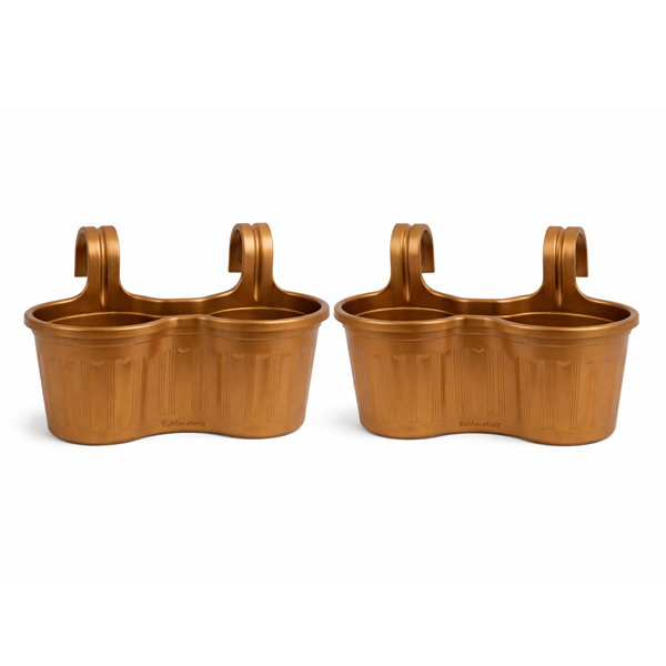 Jardinera Balcón Doble Curva Dorado Oscuro