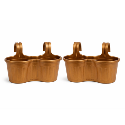 Jardinera Balcón Doble Curva Dorado Oscuro