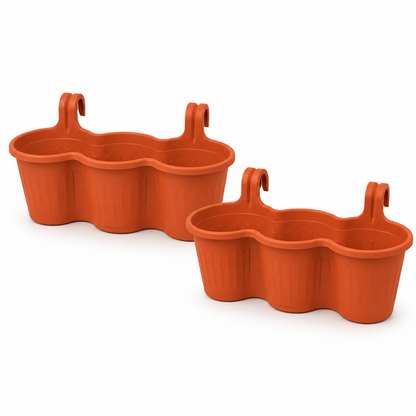 Jardinera Balcón Triple Terracota