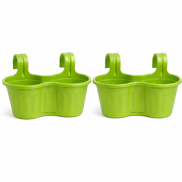Jardinera Balcón Doble Curva Verde Lima