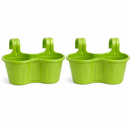 Jardinera Balcón Doble Curva Verde Lima