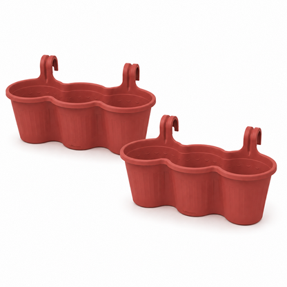 Jardinera Balcón Triple Roja
