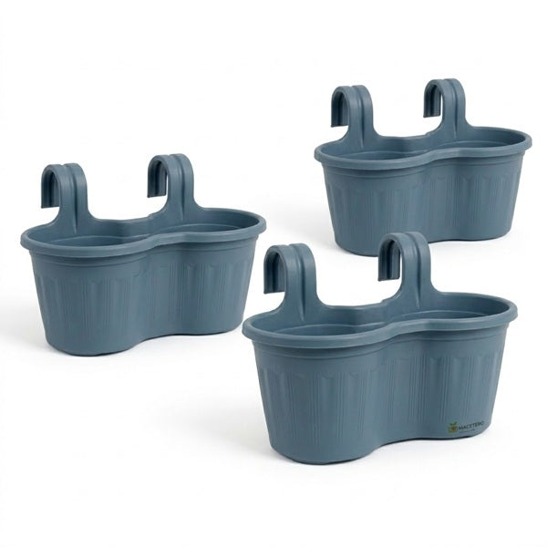 Jardinera Balcón Doble Curva Azul Grey