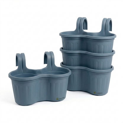 Jardinera Balcón Doble Curva Azul Grey
