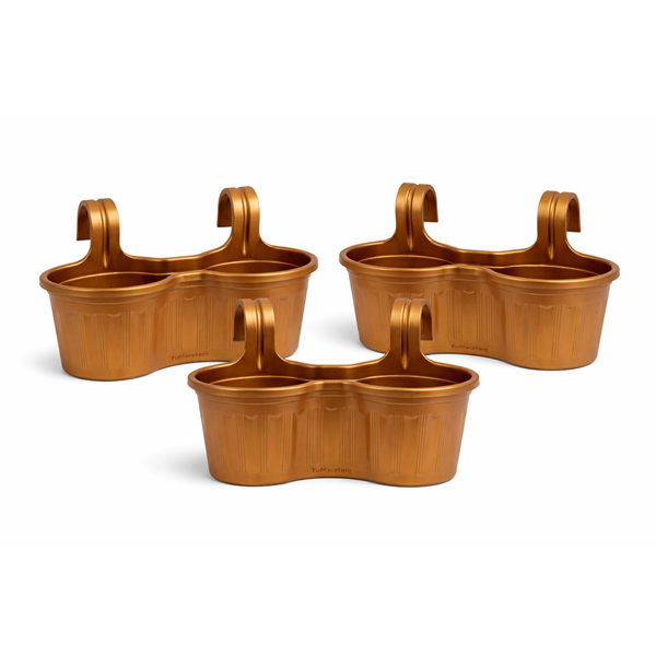 Jardinera Balcón Doble Curva Dorado Oscuro