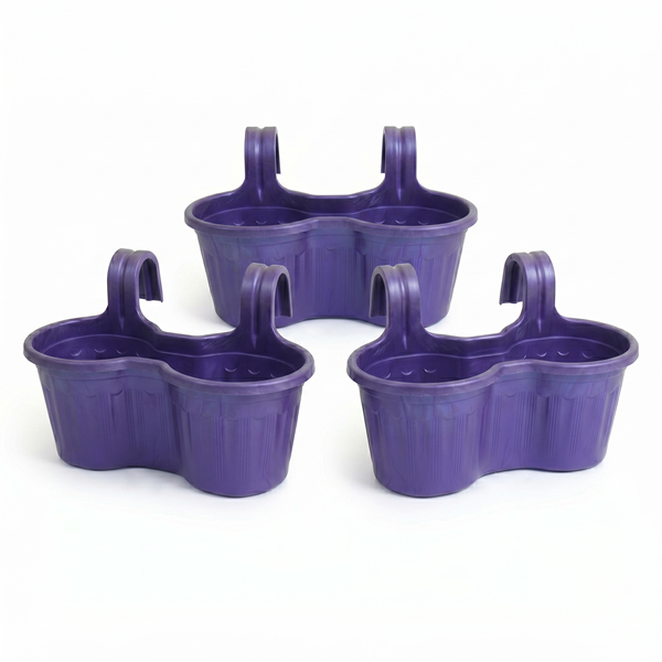 Jardinera Balcón Doble Curva Morada Metalizada