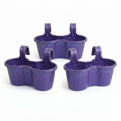Jardinera Balcón Doble Curva Morada Metalizada
