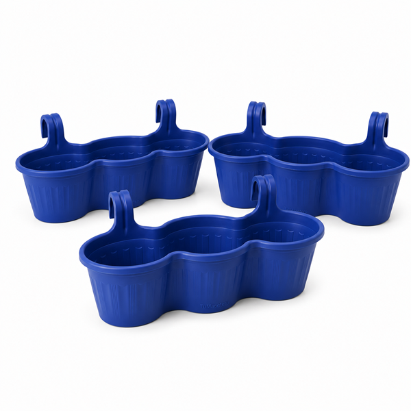 Jardinera Balcón Triple Azul