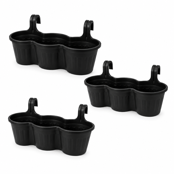Jardinera Balcón Triple Negra