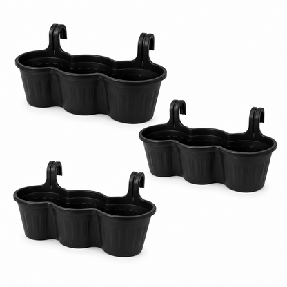 Jardinera Balcón Triple Negra
