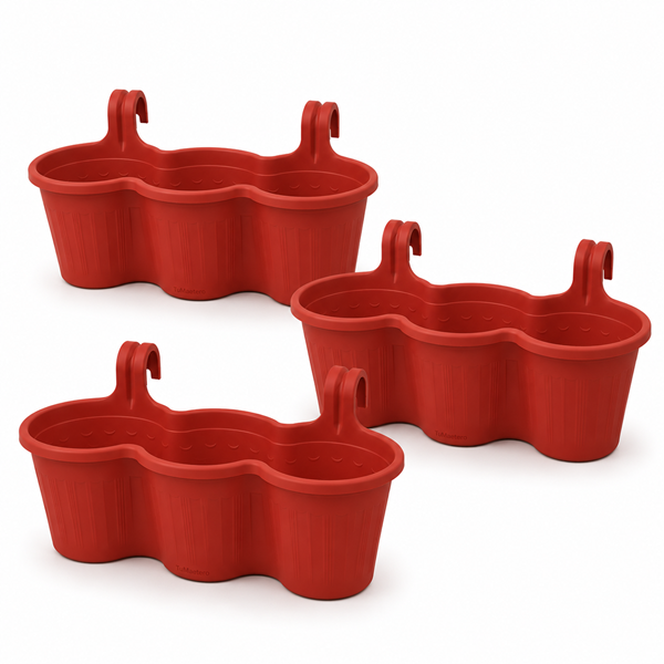 Jardinera Balcón Triple Roja