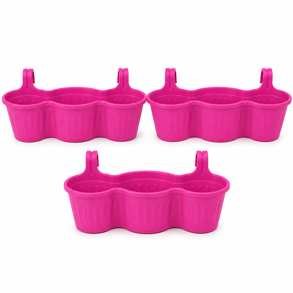 Jardinera Balcón Triple Rosa