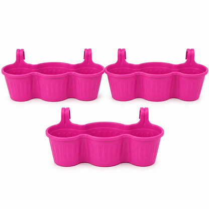 Jardinera Balcón Triple Rosa