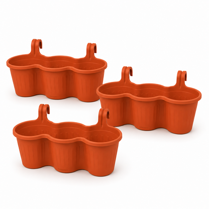 Jardinera Balcón Triple Terracota