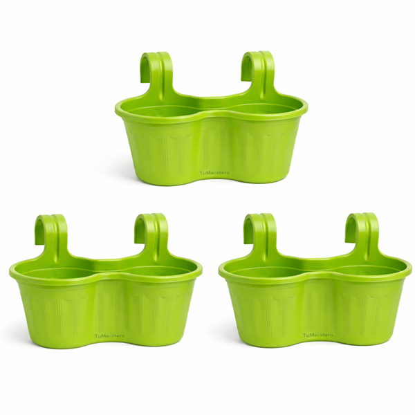 Jardinera Balcón Doble Curva Verde Lima