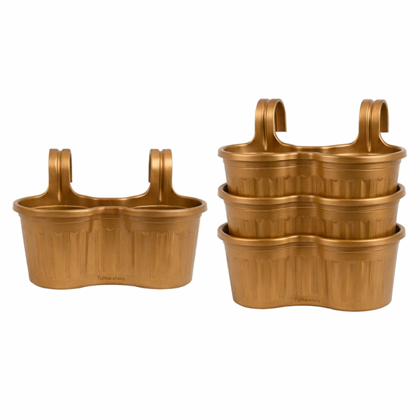 Jardinera Balcón Doble Curva Dorado Oscuro