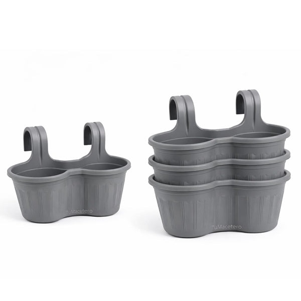 Jardinera Balcón Doble Curva Gris
