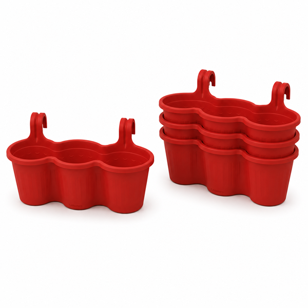 Jardinera Balcón Triple Roja