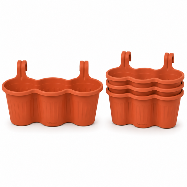 Jardinera Balcón Triple Terracota