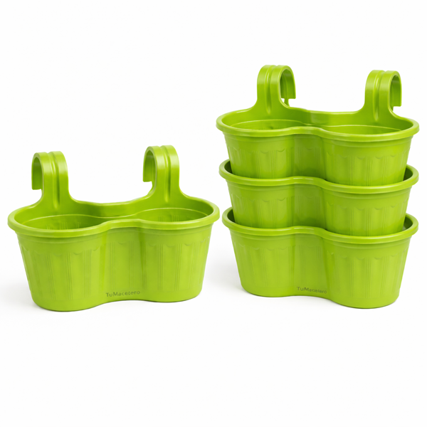 Jardinera Balcón Doble Curva Verde Lima