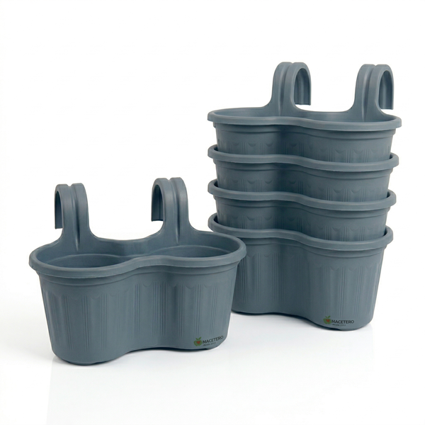 Jardinera Balcón Doble Curva Azul Grey