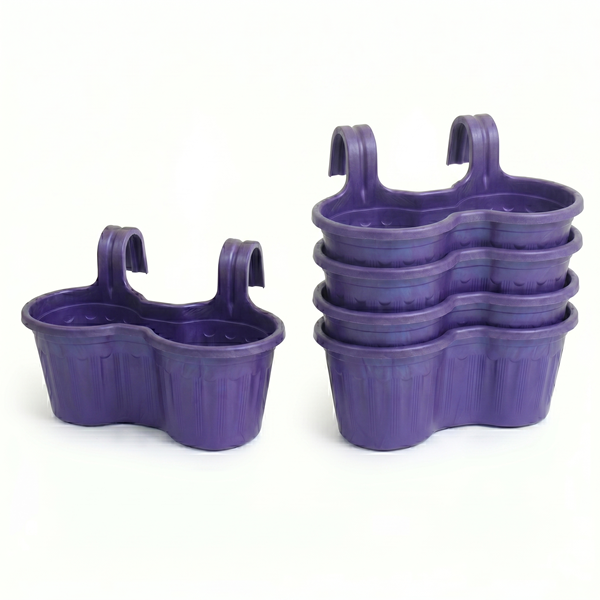Jardinera Balcón Doble Curva Morada Metalizada