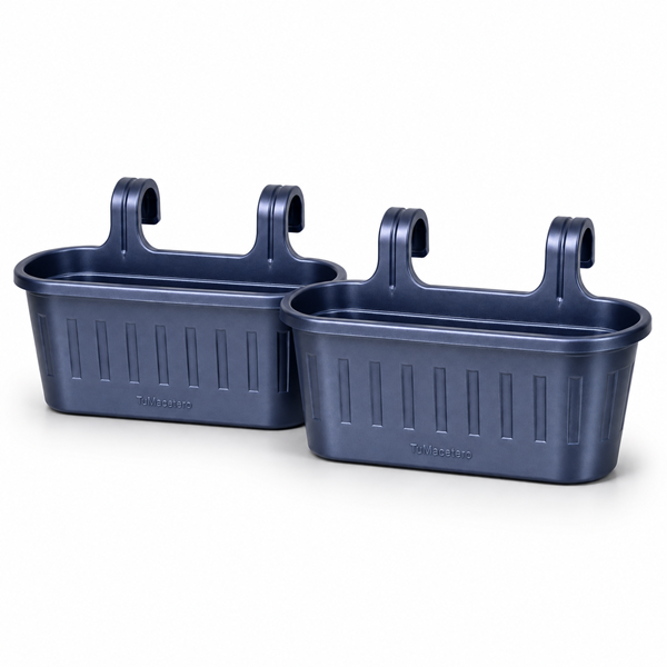 Jardinera Balcón Doble Azul Metalizado