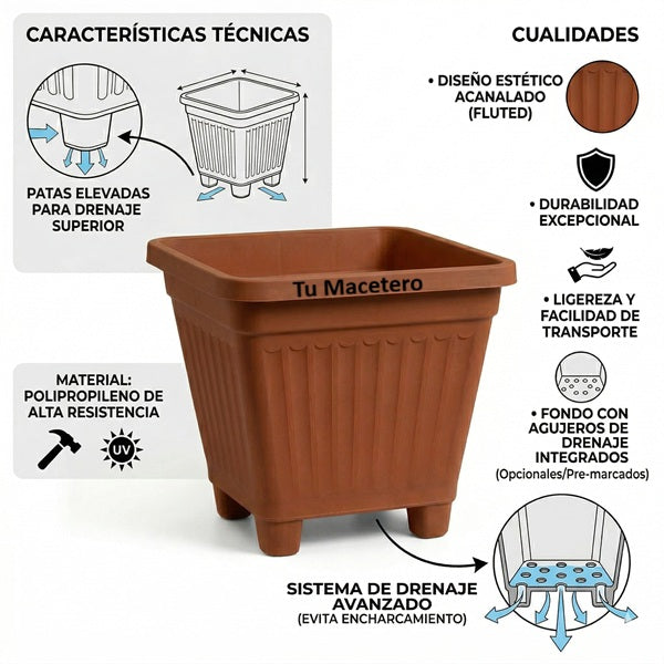 Macetero Plástico Cuadrado 8 cm